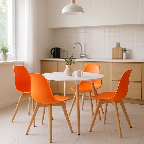 KITO stol orange / naturlige ben x 2