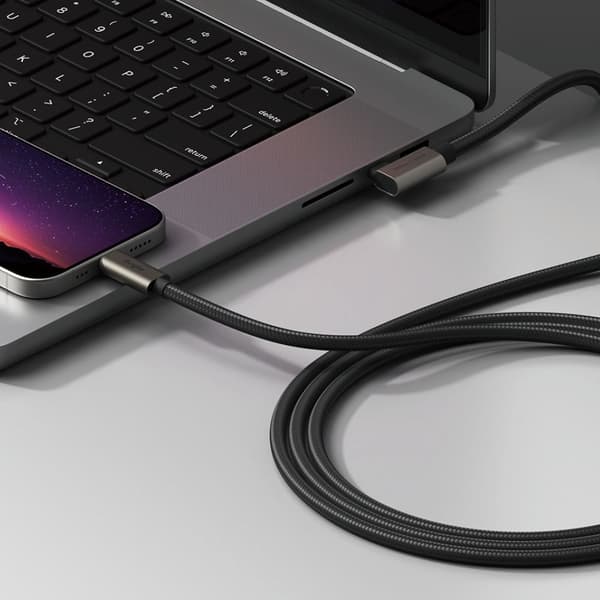 RINGKE USB 3.2 GEN 2X2 TYPE-C -kaapeli, 90 astetta, PD240W, 200CM, musta