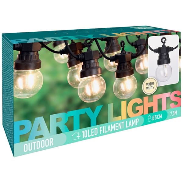 LED-puutarhaketju 7,5 m 10 kpl