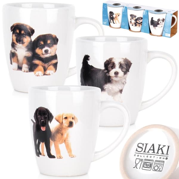 Keramiske kopper med hunde 220 ml 3 stk.