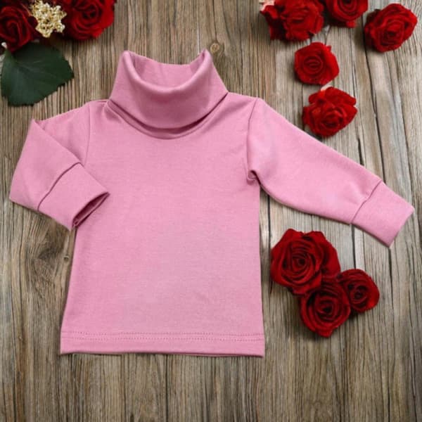 Flickpolokrage varm 92 höghalsad sweatshirt barn rosa