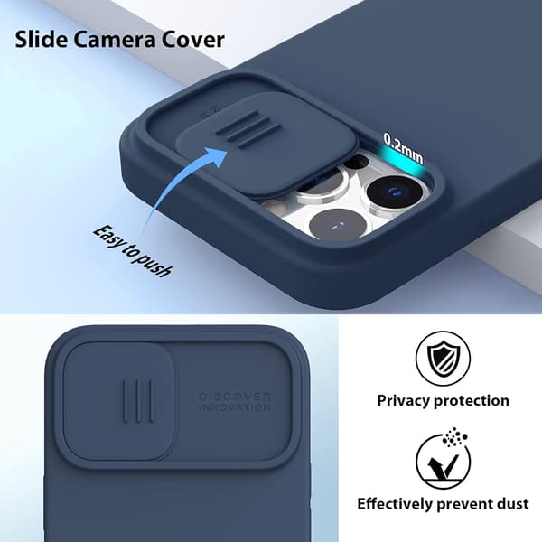 MARINEBLÅT ETUI TIL IPHONE 13 PRO MAX LUKKET KAMERA HOLDBART