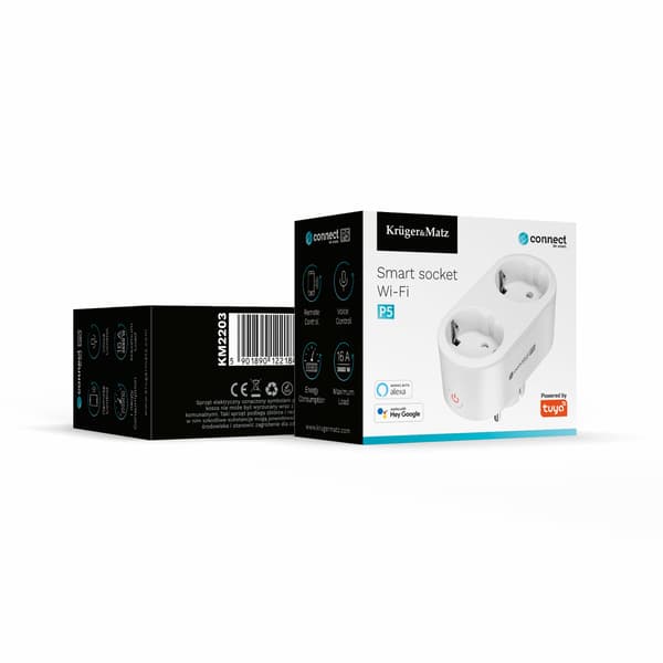 Smart dobbelt WiFi stik Kruger&Matz Connect P5 Tuya Programmer