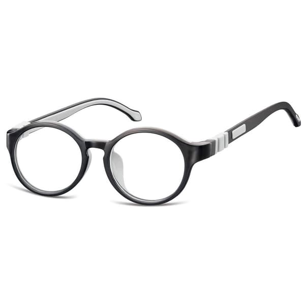 Fleksible børnebrillestel med klare linser og runde linser + elastik Sunoptic K8C sort