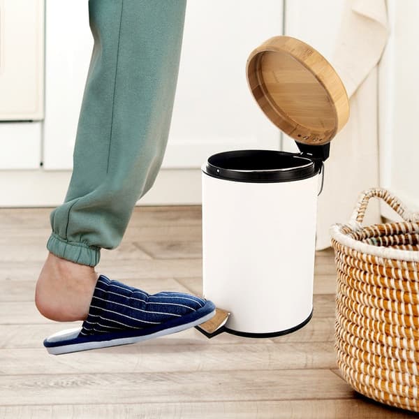 Whiteline metallskräpkorg med pedal vit 3 l