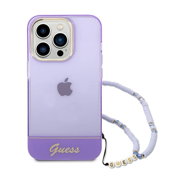 Guess Translucent Pearl Strap - iPhone 14 Pro-skal (Lila)