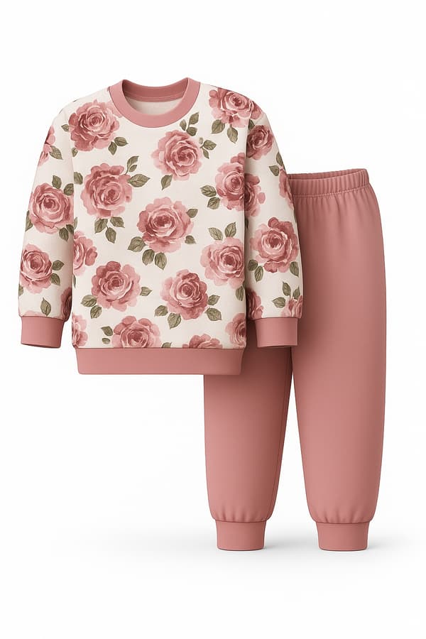 BOMULDSPYJAMAS 122 PIGE-PYJAMAS 100% BOMULD 2-DELT i ROSER