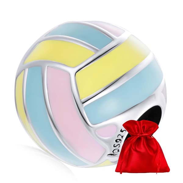 Silverberlock färgglada volleybollpärlor silver 925
