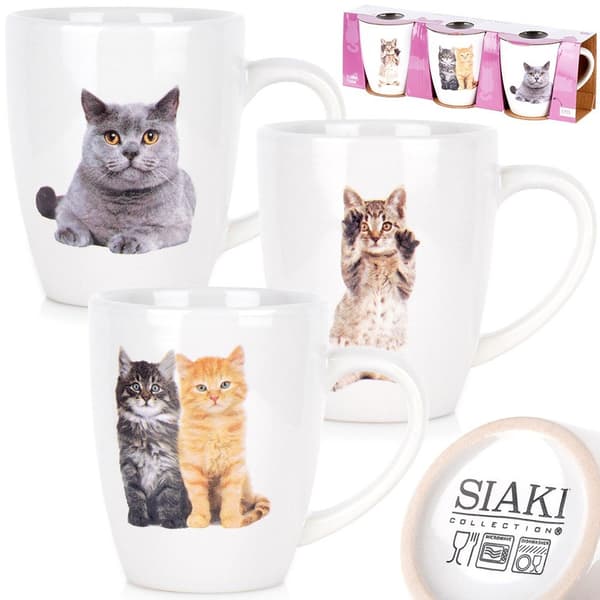 Keramiske kopper katte 220 ml 3 stk.
