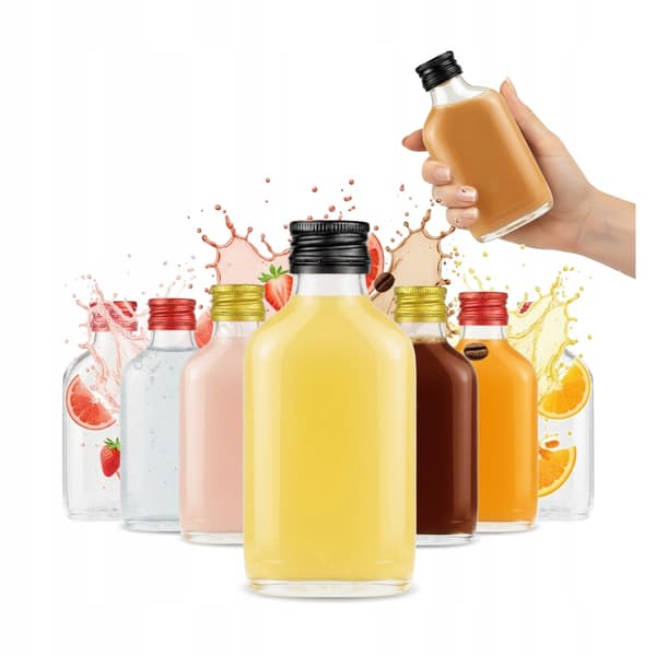 50x Glasflaskor HÖGTALOR 100ml + Likörkork BRÖLLOPSGÅVA