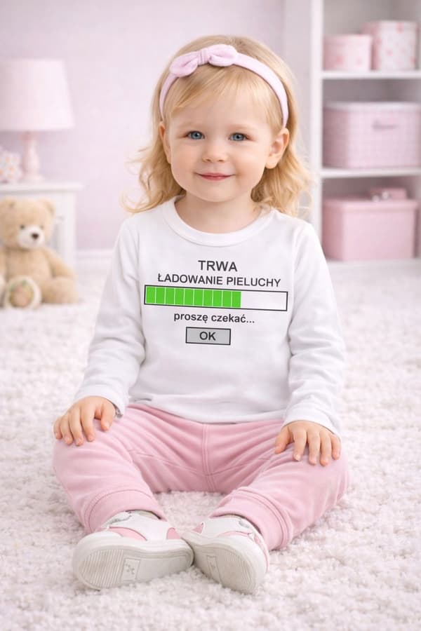 Babybody 104 "Blöjpåfyllning"-tryck, 100 % bomull, VIT