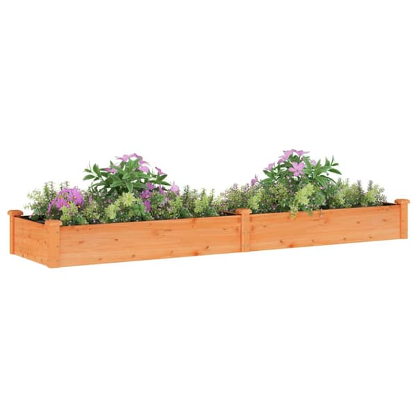 vidaXL Upphöjd rabatt med foder, brun, 240x60x25 cm, gran