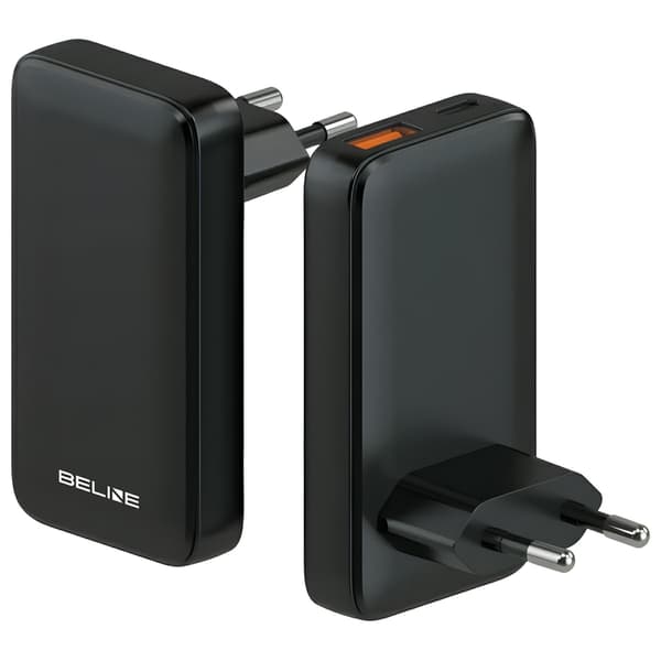 Beline Oplader 1x USB-C + 1x USB 65W sort (kun hoved) PD 3.0 + QC 3.0 BLN2CW65