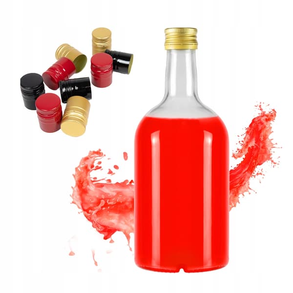 Glasflaske Blank 500ml Elegant til Likør Vin Juice 0,5l + låg