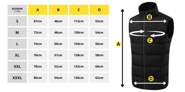 E-VEST värmeväst storlek 3XL