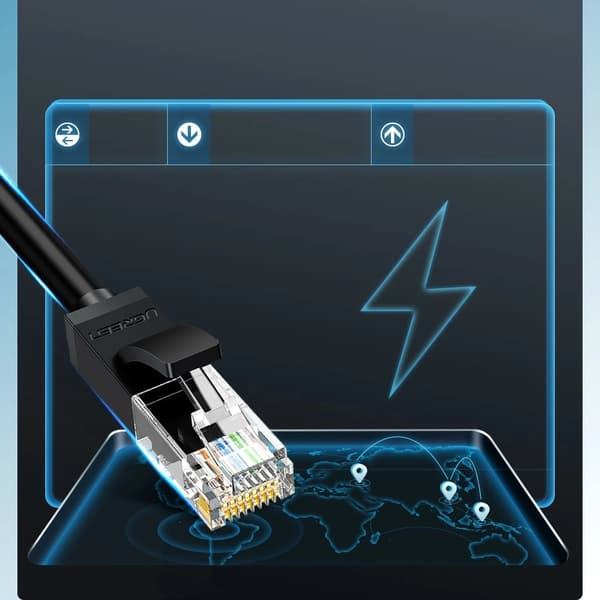 Ugreen kabel internet netværkskabel Ethernet patchkabel RJ45 Cat 6 UTP 1000Mbps 1m sort (20159)