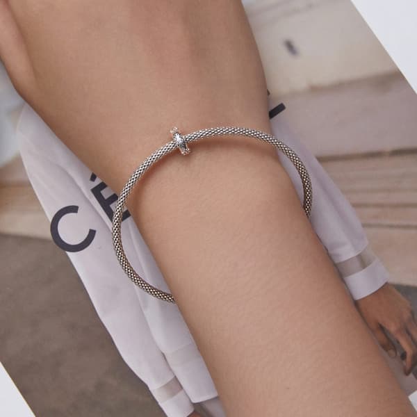 Lövdekorerad propp till berlockarmband, silver 925