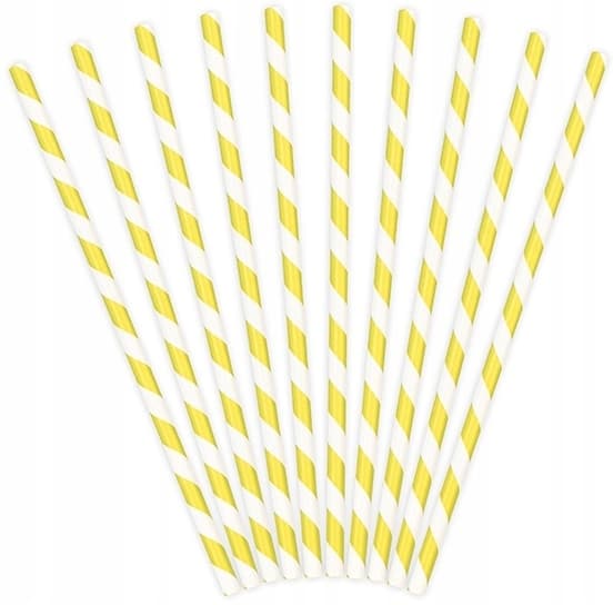 Papperssugrör Randiga, Gula, 19,5 cm, 1-pack