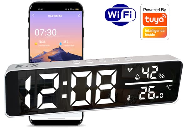 RTX Stor LED Ur Sensor Temperatur- og Fugtighedssensor WiFi Tuya
