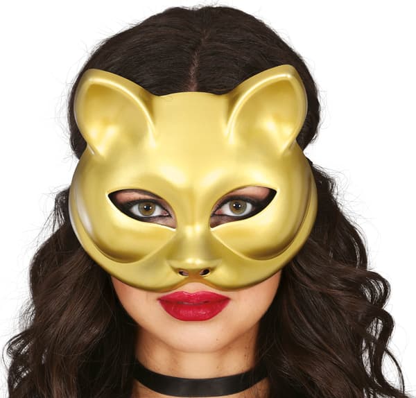 Karnevalögonmask gyllene kattunge av lycka
