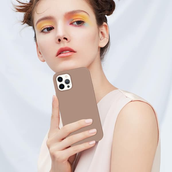 FODRAL TILL APPLE IPHONE 12 PRO MAX LJUSROSA SILIKONBAKSIDA