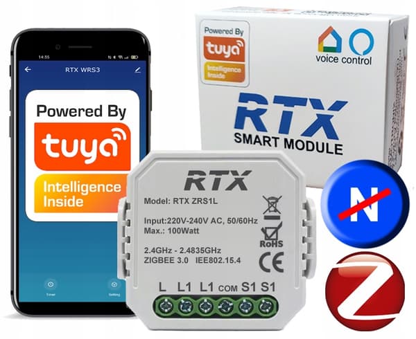 1ob ZigBee TUYA -kotelorele toimii ilman N:ää