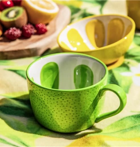 Keramisk kopp 470ml Grön med limemönster