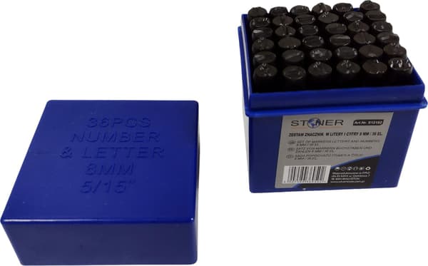 Nummereringsmarkører stempler sæt 36 stk. 8 mm sølv