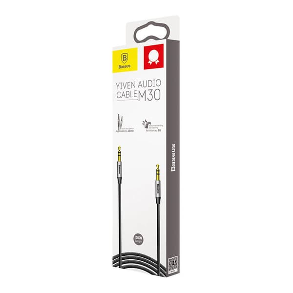Baseus Yiven 3,5 mm AUX mini-jack lydkabel 1,5 m (sort og sølv)