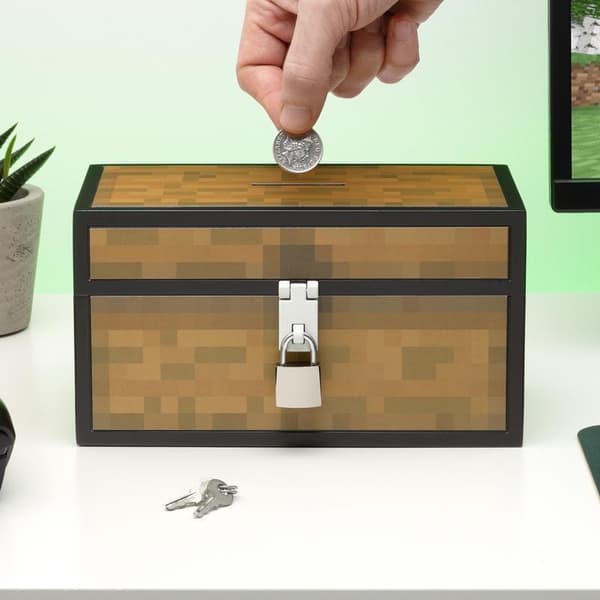 Sparegris Skattekiste med nøgle - Minecraft