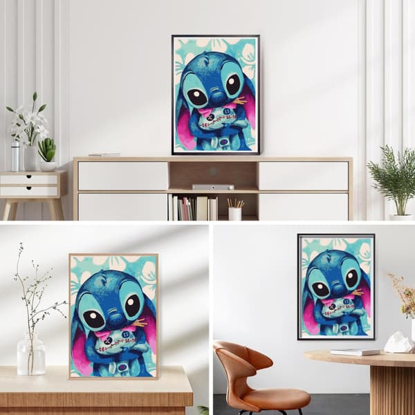 Disney Stitch målning med siffror med ram 40x50 cm