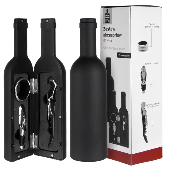 3-i-1 VIN TILLBEHÖR SET: korkskruv, hällkopp, droppkopp, FLASKA PRESENT