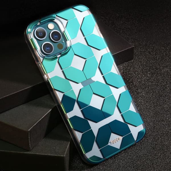 FODRAL TILL APPLE IPHONE 12/12 PRO BLÅ MÖNSTER + GLAS
