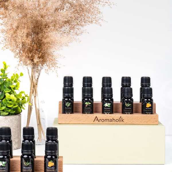 Æterisk oliestander 10x10ml træorganisator | Display