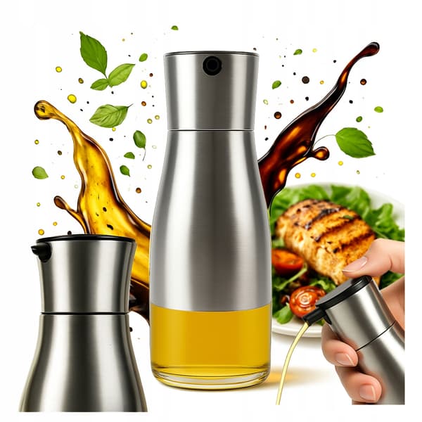 Olivenolie-eddike dispenser 320 ml glasflaske med metallåg