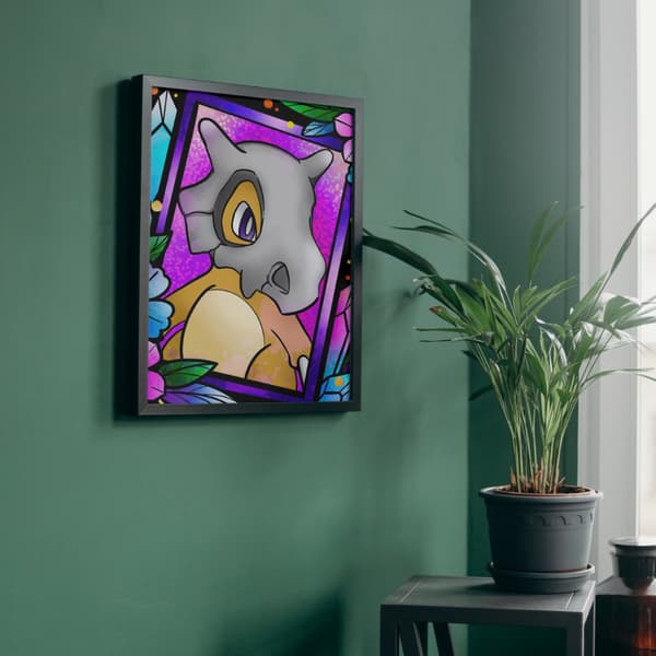 Pokémon Cubone målning med siffror och ram 40x50 cm