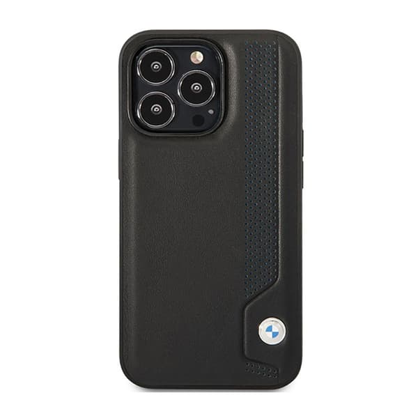 BMW Läder Blå Prickar - iPhone 14 Pro Skal (Svart)