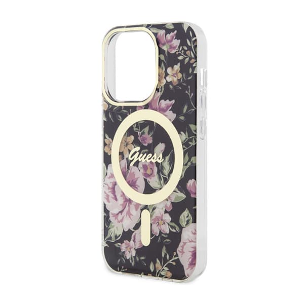 Guess Flower MagSafe – iPhone 14 Pro-skal (svart)