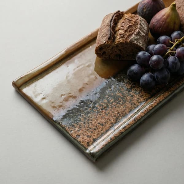 REKTANGULÄR KERAMISK TALLRIK FÖR SERVERING AV SUSHI BRUN 39×12 CM