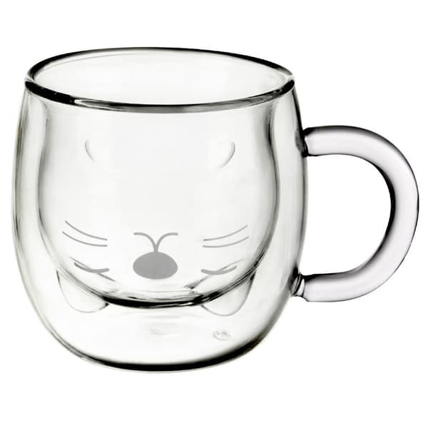 Dubbelväggad termisk glas för kaffe kattunge dubbel 270 ml