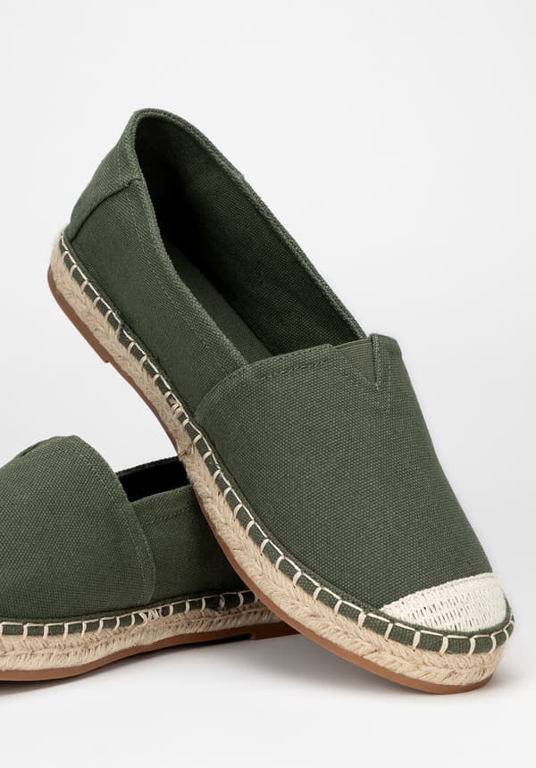 Wittchen herr espadriller med flätad tå grönt textilt material