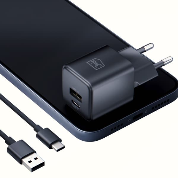 Tilbehør - 3mk Hyper GaN-oplader 20W QC4+ PD PPS USB 1A1C Sort EU