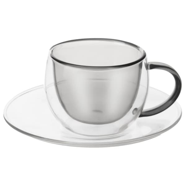 Dobbeltvæggede termokrus med underkop til espresso DOUBLE 90 ml 2 stk.
