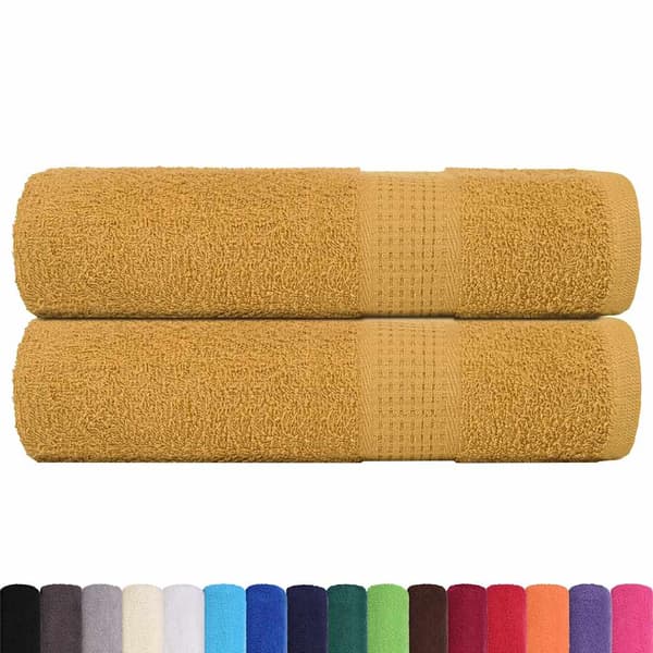 vidaXL Duschhanddukar 2 st guld 70x140cm 360 gsm 100% bomull