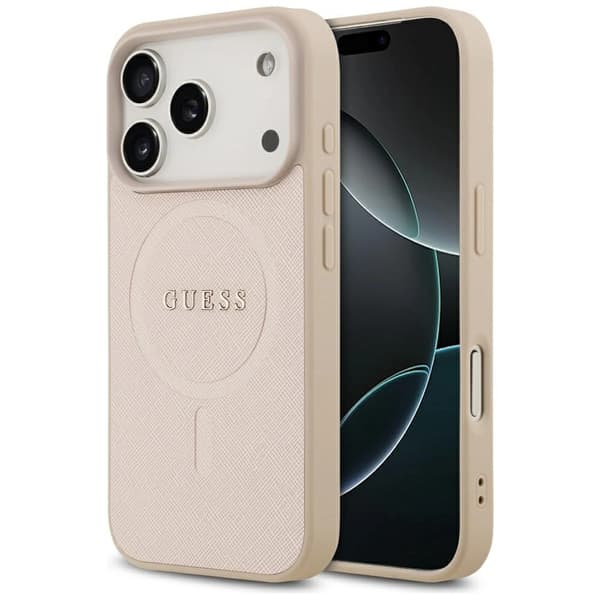 Guess Saffiano Classic Logo MagSafe-etui til iPhone 17 Pro - Pink