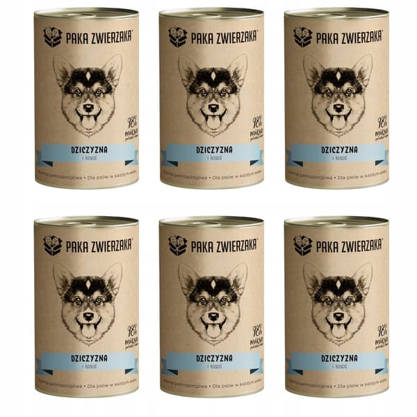Paka Zwierzaka vådfoder til hunde med vildt og laks 6x400g