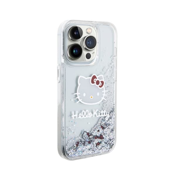 Hello Kitty Liquid Glitter Charms Kitty Head - iPhone 15 Pro cover (sølv)