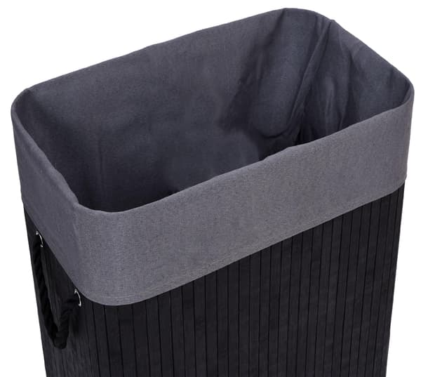 Bambuinen pyykkikori kannella 80L musta ja harmaa