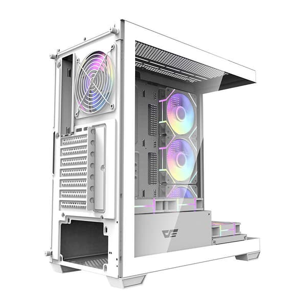 Darkflash DS900 computerkabinet (hvid) + 7 ARGB-blæsere