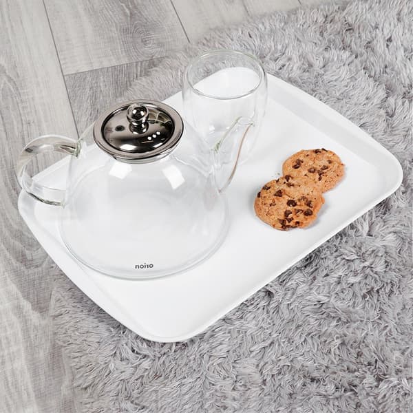 Hvid plastik serveringsbakke 35,5x27 cm